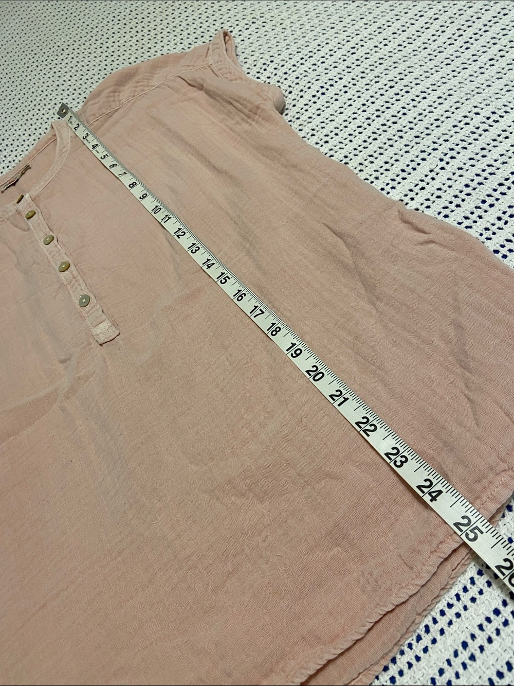 Faherty Dream Desmond top breathable, lightweight peach-colored cotton gauze S - Picture 9 of 10